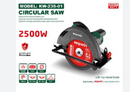 Total Circular Saw KW-235-01 – 235mm, 2200W Heavy-Duty Electric Wood Cutter - Power Tool for Carpentry &amp; Construction