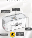 LDNIO SN5311W cable management box showing top universal sockets and switches