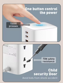 LDNIO 7 in 1 2500W Tower Extension Power Socket 70W Charging Station USB Power Strip 2 Outlets 2 USB-C USB-A Port Extension Cord