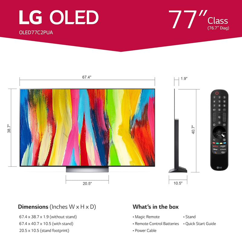 LG C2 77 Inch Class 4K OLED evo w/ ThinQ AI (OLED77C2PUA)