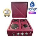 Nunix LT05B Cooker 3 Gas Burners with 1 Electric Table Top – Durable Stainless Steel, Fast Cooking, Energy Efficient &amp; Modern Design