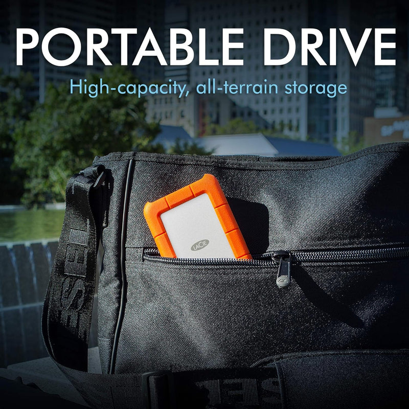 LaCie Rugged USB-C, 1TB, Portable External Hard Drive, Drop, Shock, Dust, Rain Resistant, for Mac & PC (STFR1000800) 1 TB