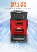 LDNIO C108 60W wired extension car and motorcycle charger connected to battery