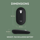 Logitech Pebble Mouse 2 M350s Slim Bluetooth Wireless Mouse, Portable, Lightweight, Customizable Button, Quiet Clicks, Easy-Switch for Windows, macOS, iPadOS, Android, Chrome OS