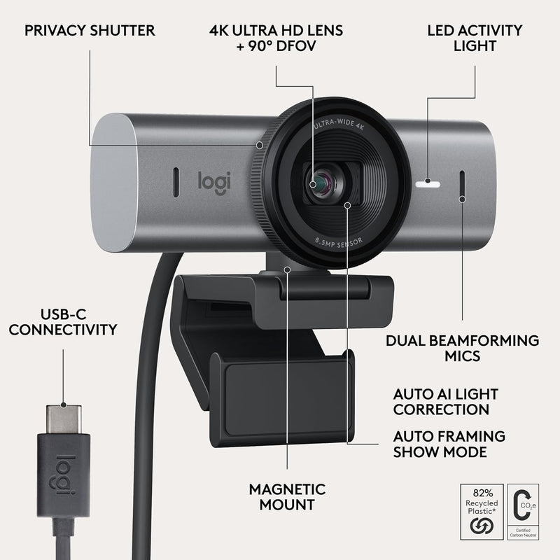 Logitech MX Brio 705 4K Ultra HD Webcam for Business
