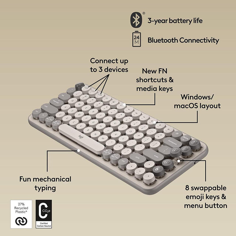 Pop Keyboard Blue Logitech POP Wireless Mechanical Bluetooth Keyboard with Customizable ...