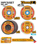 Ingco MCD07630 Cutting and grinding disc set