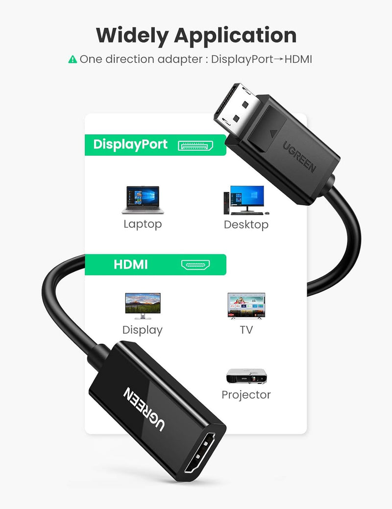 Ugreen MM137 DisplayPort Male to HDMI Female Adapter 4K@60Hz DP to HDMI Converter
