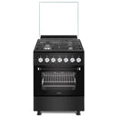 MIKA MST5060P33EBL Standing Cooker 50x60cm – 3 Gas Burners + 1 Rapid Hot Plate, Electric Oven, Button Ignition, Full Black