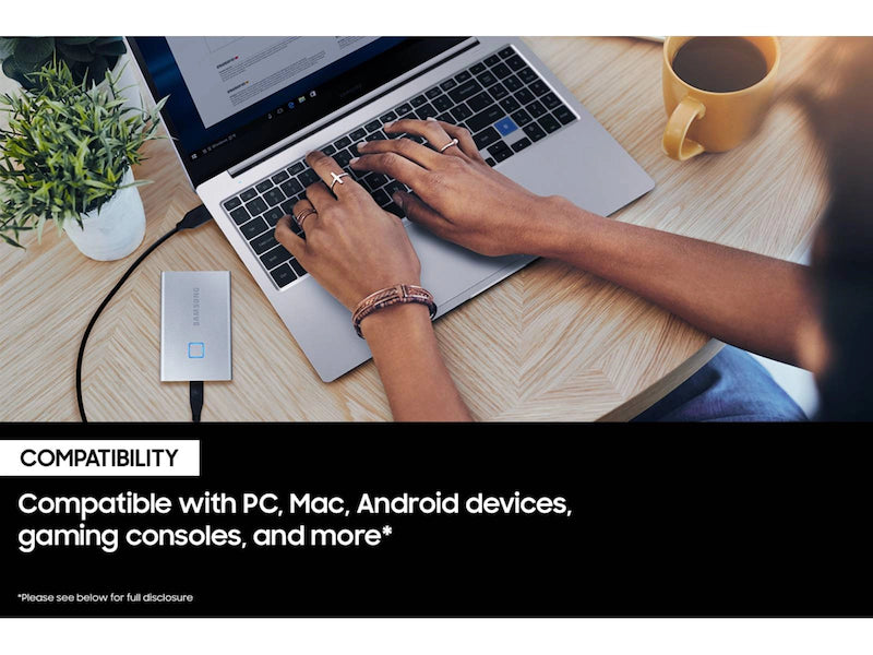 Samsung T7 1TB Touch Portable External SSD with Fingerprint Security (MU-PC1T0K/WW)