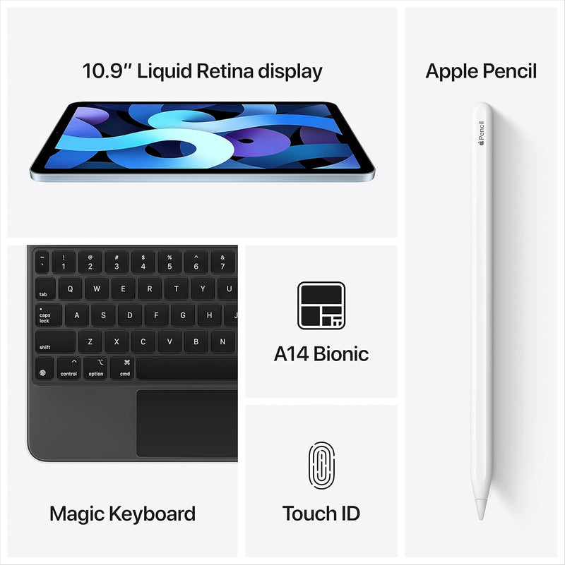 Apple iPad Air 4th Gen Tablet - A14 Bionic Chip, 3GB RAM, 64 GB Storage, 10.9" Screen, Wifi + 4G, iOS (MYGW2AB/A