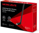 Mercusys MU6H AC650 High Gain Wireless Dual Band Wi-Fi USB Adapter, 650Mbps Wi-Fi Speed, 5dBi High Gain Antenna