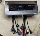 Pop up conference table socket installed flush on executive desk