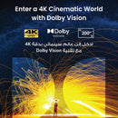 Nebula Cosmos Laser 4K Projector projecting a cinematic movie on a living room wall