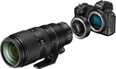 Exploded setup view showing the Nikon NIKKOR Z 100-400mm f/4.5-5.6 VR S lens paired with a Nikon Z teleconverter and Nikon Z6 II mirrorless camera