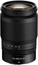 Front high-angle view of Nikon NIKKOR Z 24-200mm f/4-6.3 VR lens showing zoom focal markings and front lens element, sold at Digital Store in Nairobi Kenya
