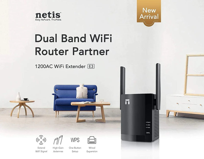 Netis Booster Netis E3 AC1200 Wireless Dual Band Range WiFi Extender | Digital Store ...