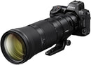 Angled front view of Nikon NIKKOR Z 180-600mm f/5.6-6.3 VR lens mounted on a full-frame Nikon Z mirrorless camera body showing 95mm front element