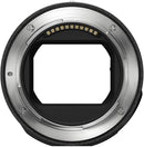 Direct rear view of the Nikon FTZ II Mount Adapter showing metal Z-mount bayonet and gold-plated electronic contact pins