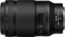 Side profile of Nikon NIKKOR Z MC 105mm f/2.8 VR S lens highlighting OLED info panel and focus distance ring
