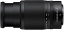 Side profile of Nikon NIKKOR Z DX 50-250mm f/4.5-6.3 VR telephoto lens extended at 50mm position showing lens barrel extension