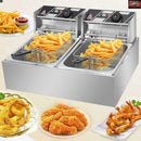 Nunix Macro DF6S 6L+6L Double Deep Fryer - Dual Basket Commercial Deep Fryer with Independent Temperature Control, Fast Heating, 12L Capacity & Durable Stainless Steel Design