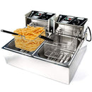 Nunix Macro DF6S 6L+6L Double Deep Fryer - Dual Basket Commercial Deep Fryer with Independent Temperature Control, Fast Heating, 12L Capacity & Durable Stainless Steel Design