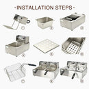 Nunix Macro DF6S 6L+6L Double Deep Fryer - Dual Basket Commercial Deep Fryer with Independent Temperature Control, Fast Heating, 12L Capacity & Durable Stainless Steel Design