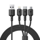Oraimo OCD-X93 Duraline 3 1.2M 3A Type A to Micro-USB/Type-C/Lightning 3 in 1 Fas Charging Data Cable