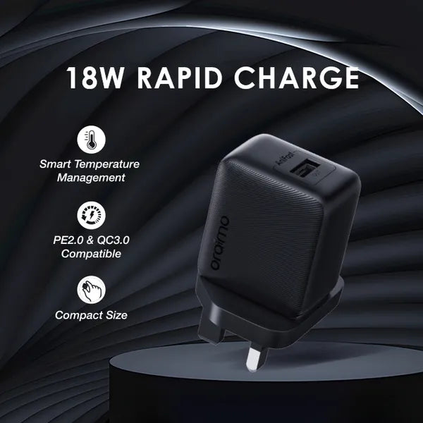 Oraimo OCW-5183U+C53 18W Cannon Type C with Dual Ports Fast Charger