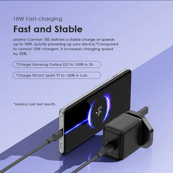Oraimo OCW-5184U+L53 Cannon 18S 18W Iphone Lightning Cable Wall Charger Kit