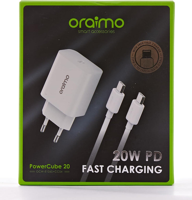 Oraimo OCW-U106S-CC54 20W USB C Charger with Type C Charging Cable