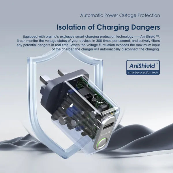 Oraimo OCW-U68S+L53 Power Shield C10 10.5W Iphone Wall Charger Kit