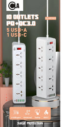 OLA OLA-MP10610 Power Strip Surge Protector – 10 Outlets + 5 USB + Type-C, High-Speed Charging, and Overload Protection, and 700J Surge Suppression
