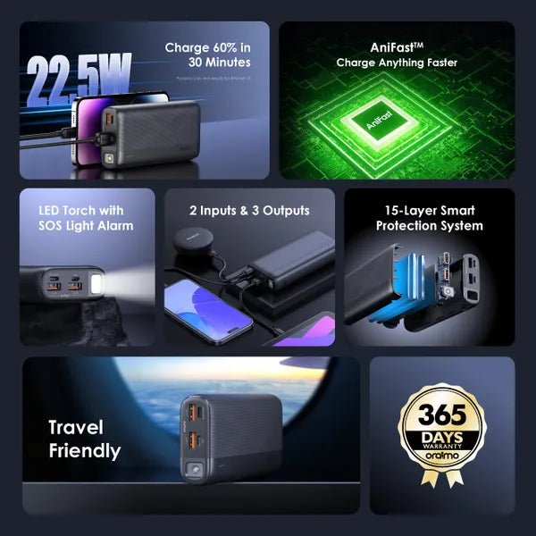 Oraimo OPB-7204Q Traveler 22.5 PD 20000mAh 22.5W Power Bank