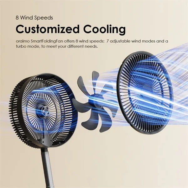 Oraimo OPF-501A SmartFoldingFan 8 Wind Speeds Portable Folding Fan