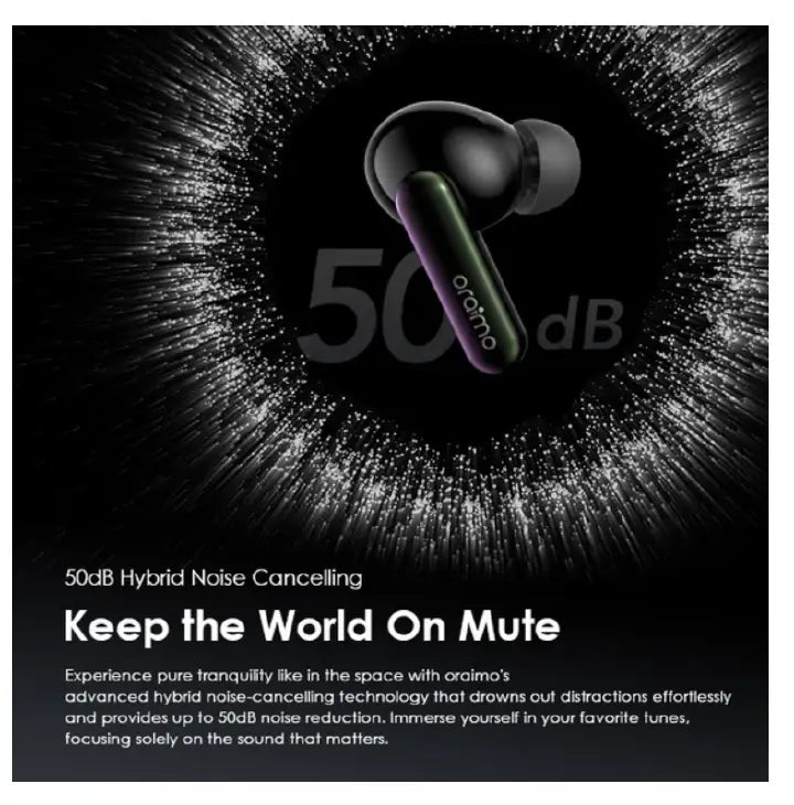 Oraimo OTW-630 Space Buds Hybrid ANC True Wireless Earbuds with  Customized Voice Prompt