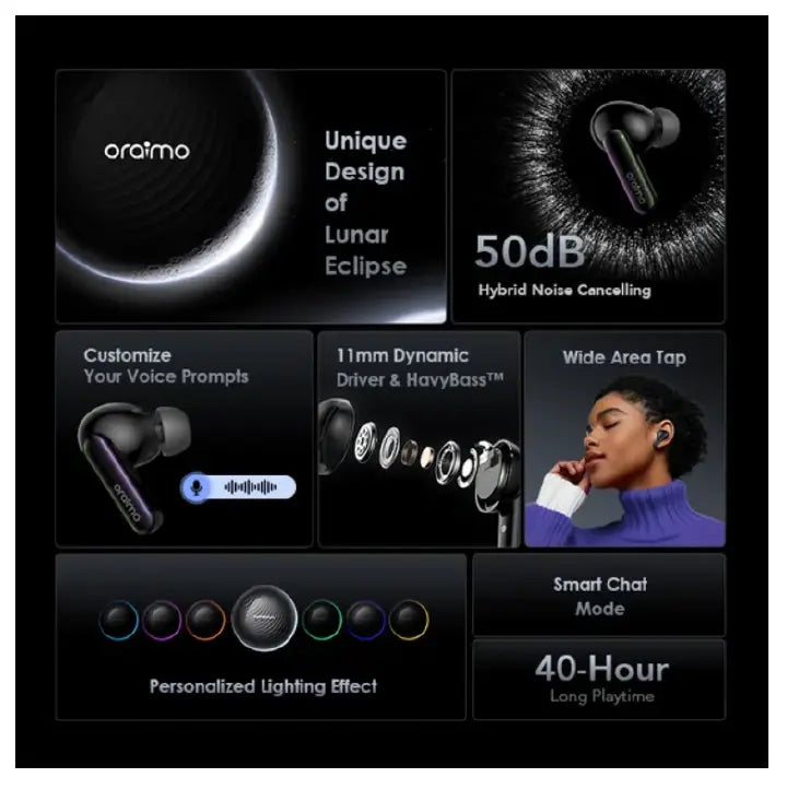 Oraimo OTW-630 Space Buds Hybrid ANC True Wireless Earbuds with  Customized Voice Prompt