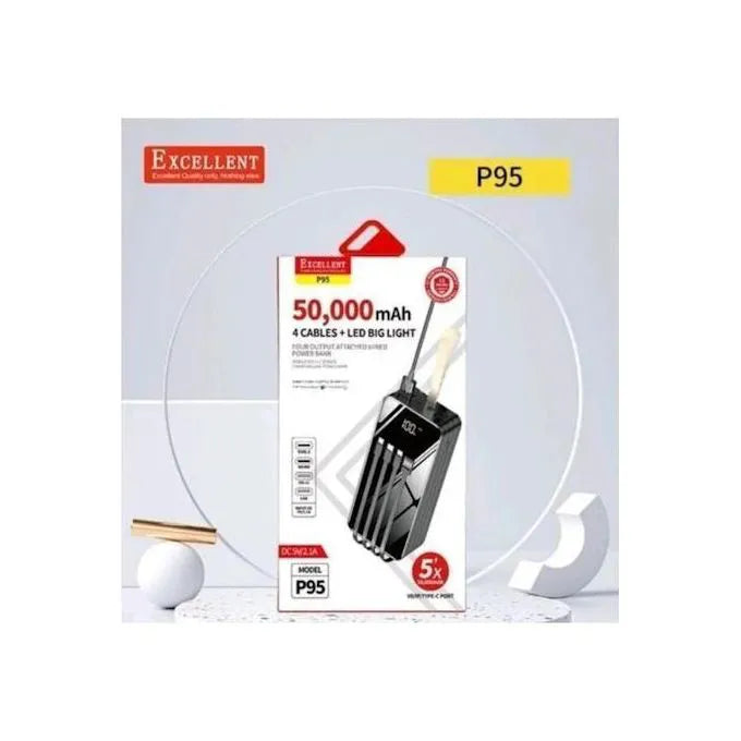 Excellent P95 50000 MAh Power Bank, 4 Cables