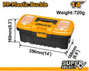 Ingco PBX1401 14″ Plastic Tool Box – Durable Portable Storage Case for Tools & Accessories