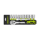 Prescott PHWSL12 12-Piece 1/2" Ratchet Handle & Socket Set – Durable, Versatile Tool Kit for Mechanics & DIY