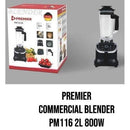Premier PM116 2L 800W Commercial Blender – Powerful Motor, Durable Stainless Steel Blades, Multiple Speed Settings, Easy-to-Clean, Perfect for Home, Café & Restaurant Use