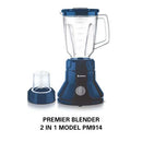 PREMIER PM914 2-in-1 Blender – Powerful Motor, Dual Function for Smoothies & Grinding, Durable, Easy-to-Clean, Perfect for Home, Office & Small Commercial Kitchens