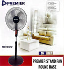 Premier PMF-1612SF 16" Stand Fan -  Heavy Duty Round Base Adjustable Height Oscillating Cooling Fan for Home & Office