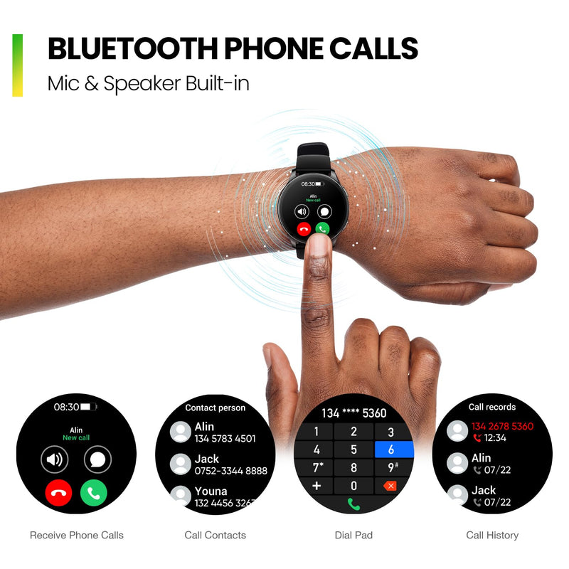 Amazfit ‎A2319 Pop 3R Smart Watch, 1.43" AMOLED Display, Bluetooth Calling, SpO2, 12-Day Battery Life, AI Voice Assistance, 100 Sports Modes, 24H HR Monitor, Music Control