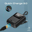 Promate PowerPod-10 10000mAh 35W Ultra-Compact SuperSpeed Power Bank with Built-In USB-C – High Performance Fast Charging Portable Power Solution for Travel, Mobile Devices, and Professional Use