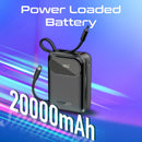 Promate PowerPod-20 20000mAh 35W Ultra-Compact SuperSpeed Power Bank with Built-In USB-C & Lightning Cable – High Capacity Fast Charging Portable Power Solution for iPhone, Android, Travel, and Professional Use