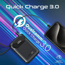 Promate PowerPod-20 20000mAh 35W Ultra-Compact SuperSpeed Power Bank with Built-In USB-C & Lightning Cable – High Capacity Fast Charging Portable Power Solution for iPhone, Android, Travel, and Professional Use