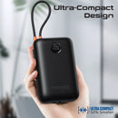Promate PowerPod-30 30000mAh Compact Power Bank with Built-In USB-C & Lightning Cable – High Capacity Fast Charging Portable Power Solution for Smartphones, Tablets, Travel, and Professional Use