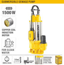 Uyustools PPS002 Submersible Sewage Water Pump 1500W 2HP – 14M Max Head, 360L/Min Flow – Dirty Water & Waste Water Pump
